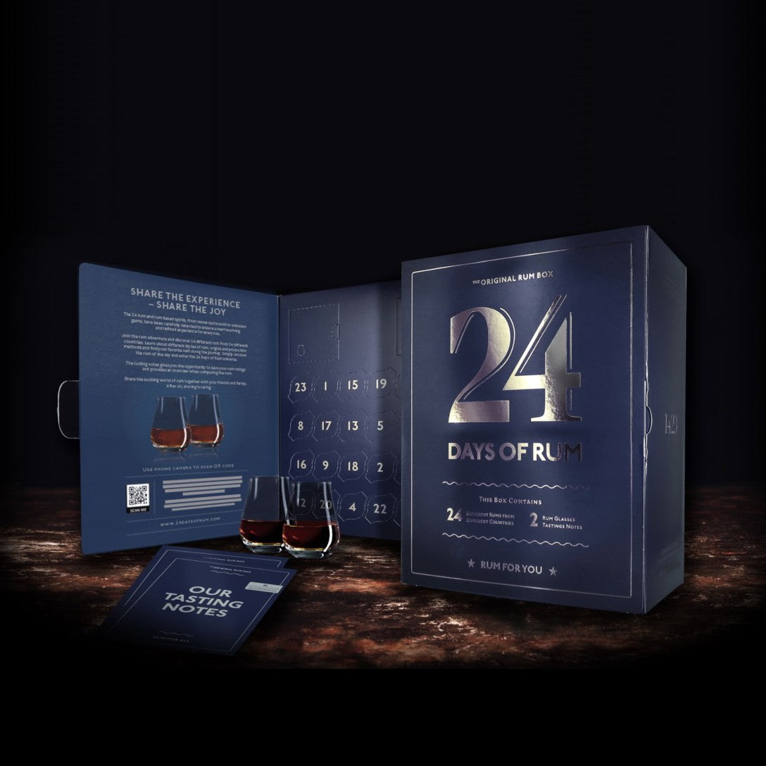 Calendrier de l'Avent Rhum – Coffret Rhum 24 Days of Rum Blue Edition Les 2 cavistes