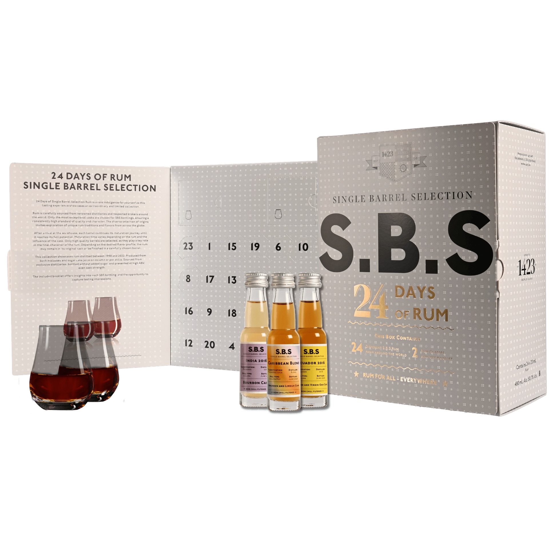 Calendrier de l'Avent Rhum – Coffret Rhum 24 Days of Rum SBS Edition Single Barrel Selection Les 2 cavistes