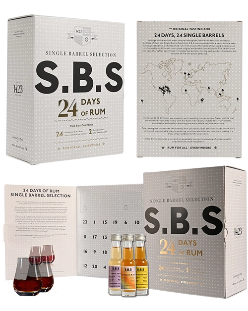 Calendrier de l'Avent Rhum – Coffret Rhum 24 Days of Rum SBS Edition Single Barrel Selection Les 2 cavistes